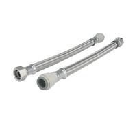 John Guest Braided Hose 300mm - 22mm X 3/4" TC (Pack Of 2) in Silver John Guest Silver