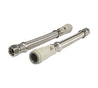 John Guest Hose With Union Nut & Service Valve 300mm 15mm x 1/2" (Pack of 2) FLX37P in Silver John Guest Silver