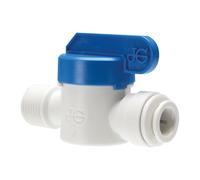 John Guest PP Shut Off Valve Connection 3/8 inch Tube OD x 3/8 inch Male NPTF (One Supplied)