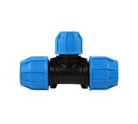 John Guest MDPE Compression Reducing Tee, 32mm x 32mm x 25mm, Blue