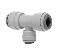 John Guest Reducing Tee, 1/2" Pushfit x 1/2" Pushfit x 3/8" Pushfit, Corrosion-Resistant