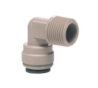 John Guest Rigid Elbow 1/4 inch Tube OD x 3/8 inch NPTF Male Thread (one individual)