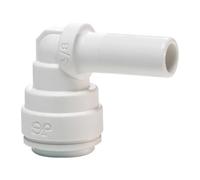 John Guest Stem Elbow Fitting, 3/8 inch Push-fit × 3/8 inch Stem, 90° Angle, White