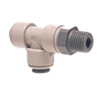 John Guest Swivel Male Run Tee 1/4 inch Tube OD x 1/4 inch BSPT Thread (one Supplied)