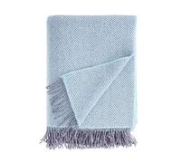 John Hanly The Wool Company Merino Cashmere Blend Throw - Duck Egg and Grey Herringbone - Luxurious and Super-soft