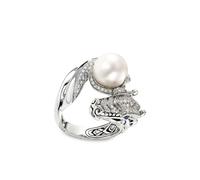 John Hardy Legends Naga freshwater pearl and diamond pavé ring - Silver 5-9-10-12