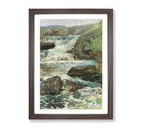 John Henry Twachtman Waterfall 2 Classic Painting Framed Print | A3 Walnut Framed Wall Art | Ready to Hang | Classic Landscape Picture | Living Room Bedroom Lounge Office