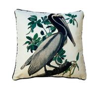 John James Audubon Brown Pelican Filled Cushion White/green/grey (40Cm X 40Cm)