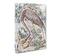 John James Audubon Flamingo Modern Bg Canvas Wall Art Print Ready to Hang, Framed Picture for Living Room Bedroom Home Office Décor, 24x16 Inch (60x40 cm)