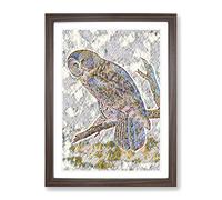 John James Audubon Great Cinereous Owl Modern Bg Framed Print | A2 Walnut Framed Wall Art | Ready to Hang | Modern Animal Picture | Living Room Bedroom Lounge Office