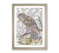 John James Audubon Great Cinereous Owl Modern Bg Framed Print | A3 Oak Framed Wall Art | Ready to Hang | Modern Animal Picture | Living Room Bedroom Lounge Office