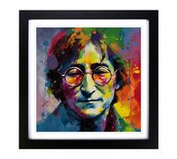 John Lennon Abstract Art Framed Print | 18x18 Inch Black Framed Wall Art | Ready to Hang | Abstract Fantasy Picture | Living Room Bedroom Lounge Office