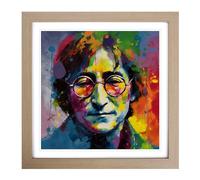 John Lennon Abstract Art Framed Print | 18x18 Inch Oak Framed Wall Art | Ready to Hang | Abstract Fantasy Picture | Living Room Bedroom Lounge Office