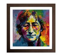 John Lennon Abstract Art Framed Print | 18x18 Inch Walnut Framed Wall Art | Ready to Hang | Abstract Fantasy Picture | Living Room Bedroom Lounge Office