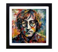 John Lennon Abstract Expressionism Framed Print | 18x18 Inch Black Framed Wall Art | Ready to Hang | Eclectic Historical Picture | Living Room Bedroom Lounge Office