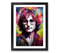 John Lennon Abstract Framed Print | A2 Black Framed Wall Art | Ready to Hang | Abstract Fantasy Picture | Living Room Bedroom Lounge Office