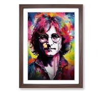 John Lennon Abstract Framed Print | A2 Walnut Framed Wall Art | Ready to Hang | Abstract Fantasy Picture | Living Room Bedroom Lounge Office
