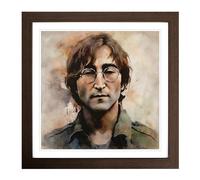 John Lennon Conceptual Art Framed Print | 18x18 Inch Walnut Framed Wall Art | Ready to Hang | Modern Nature Picture | Living Room Bedroom Lounge Office