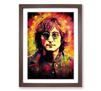John Lennon Digital Framed Print | A2 Walnut Framed Wall Art | Ready to Hang | Modern Nature Picture | Living Room Bedroom Lounge Office