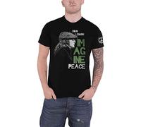 John Lennon Men's Imagine Peace T-Shirt in Black | Size: Large John Lennon Black L