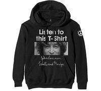 John Lennon Men's Listen Hoodie, Black (Black Black), Large (Size:Large)