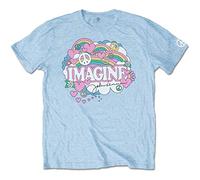 John Lennon Men's Rainbows, Love & Peace T-Shirt, Blue (Blue Blue), Medium (Size:Medium)