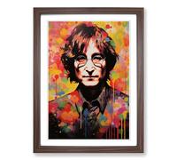 John Lennon Modern Framed Print | A2 Walnut Framed Wall Art | Ready to Hang | Modern Nature Picture | Living Room Bedroom Lounge Office