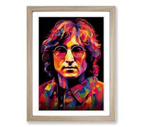 John Lennon Orphism Framed Print | A2 Oak Framed Wall Art | Ready to Hang | Modern Nature Picture | Living Room Bedroom Lounge Office