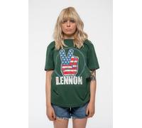 John Lennon Peace Fingers US Flag Tee in Green | Size: Large John Lennon Green L