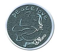John Lennon Peace & Love Hi Chrome Metal Pin Badge in Silver John Lennon Silver One Size