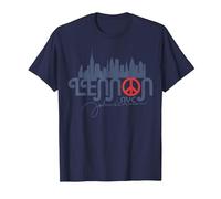 John Lennon - Peace, NYC T-Shirt, Men, Navy Blue, Large