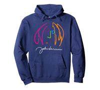 John Lennon Portrait Classic Rock Peace Pullover Hoodie, Adult Unisex, Navy Blue, X-Large