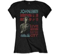 John Lennon Womens L Black Live in New York City Short-Sleeved Cotton T-Shirt