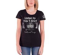 John Lennon Women's Listen Regular Fit Crew Neck Short Sleeve T - Shirt, Black (Black Black), 10 (Manufacturer Size:Medium)