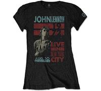 John Lennon Women's Live in NYC T-Shirt, Black (Black Black), 12 (Size:Large)