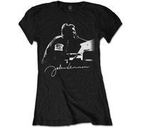 John Lennon Women's People For Peace T-Shirt in Black | Size: Large John Lennon Black L