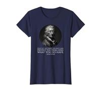 John Locke Quote - Political Philosophy Classical Liberalism T-Shirt, Women, Navy Blue, Medium