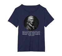 John Locke Quote - Political Philosophy Classical Liberalism T-Shirt, Women's Plus, Navy Blue, 3X