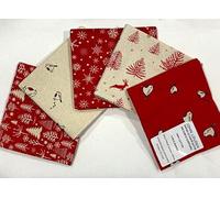 John Louden- Christmas Fat Quarters Bundle of 5 Fabrics (45cm x 55cm). 100% Cotton. Ideal for Crafts, Patchwork, and Dressmaking (Xmas Scandi)