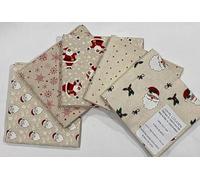 John Louden- Christmas Fat Quarters Bundle of 5 Fabrics (45cm x 55cm). 100% Cotton. Ideal for Crafts, Patchwork, and Dressmaking (Xmas Natural)