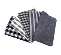 John Louden Homespun 100% Cotton Fabric Fat Quarter Bundle - 5pcs (45.7x53.3cm) - Stripes & Checks in Navy - Quilting, Sewing, Patchwork, Crafts