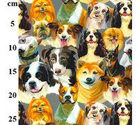John Louden Multi Dog Breeds Animals Print Dogs Fabric by The Metre 150cm Wide 100% Cotton Craft Fabric Material for Children's Crafts, Sewing, Quilting, Dressmaking
