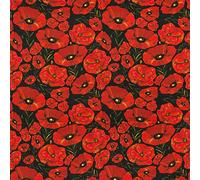 John Louden Poppy Head Fields Flower Floral Poppies Fabric by The Metre 150cm Wide 100% Cotton Craft Fabric Material for Crafts, Sewing, Quilting, Dressmaking