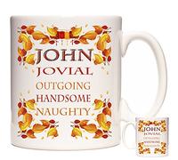 JOHN Mug, Ceramic Gift Mug for Gents Called John. Gift for Birthdays, Easter, Christmas or any other celebration. Can Be Personalised. Any Name Can Be Supplied. Matching Coaster Available