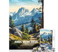 John Muir Trail Landscape Illustration 1000 Piece Jigsaw Puzzles for Adults Improve Overall Mental Performance Mindful Soothing Leisure Game (50x75cm)