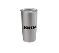 John Name Plain Small White Text Front Side Johnny Tag Stainless Steel Insulated Tumbler