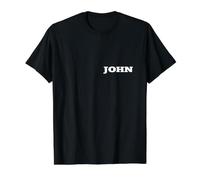 John Name Plain Small White Text Front Side Johnny Tag Value Graphic T-Shirt, Men, Black, L