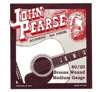 John Pearse Strings® 300M For Acoustic Guitar - 80/20 Bronze Wound - Medium Gauge 13-56