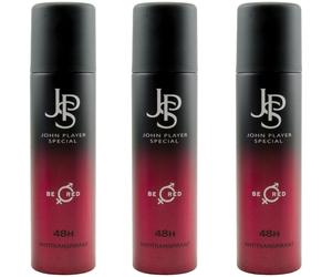John Player Deo Spray Be Red 48H Antiperspirant 3 X 150Ml JPS Be Red Deodorant