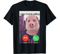 John Pork is Calling Funny Answer Call Phone T-Shirt Black L